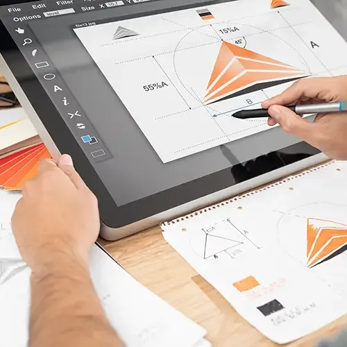 An example of a brand design being developed