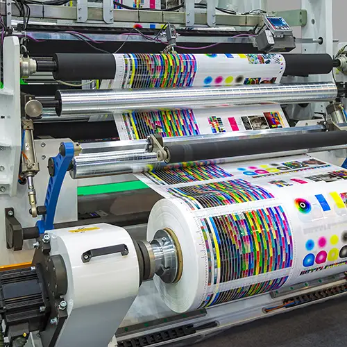 A photo of offset printing in production